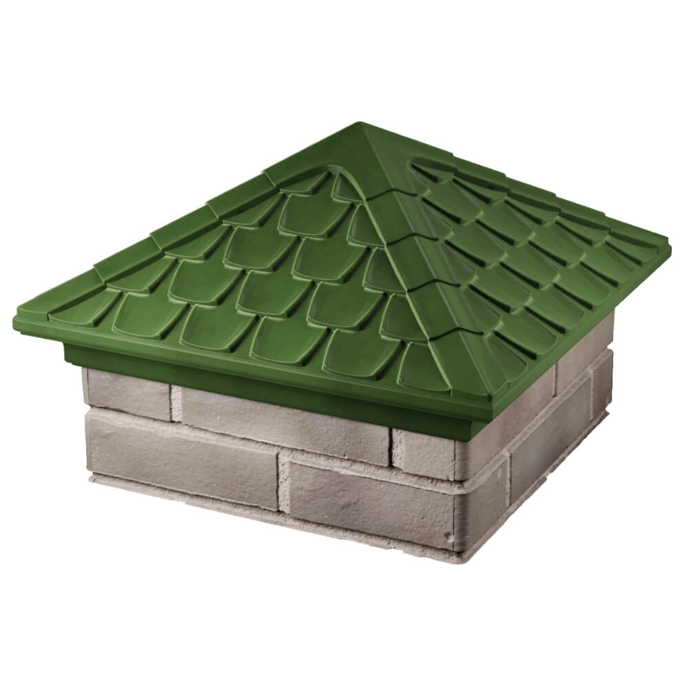 Колпак Zking Эльбрус Зеленый на столб 1.5х1.5 кирпича (385х385мм)