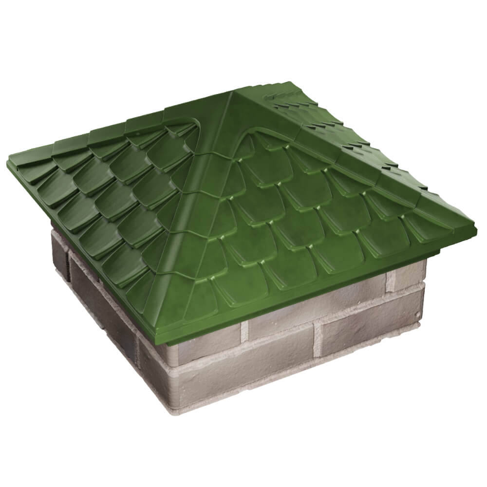 Колпак Zking Эльбрус Зеленый на столб 1.5х1.5 кирпича (385х385мм)