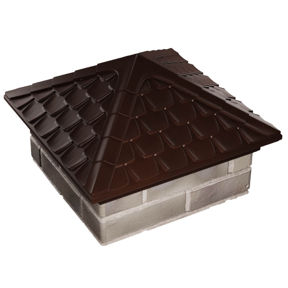 Колпак Zking Эльбрус Коричневый на столб 1.5х1.5 кирпича (385х385мм) в Курганинске фото